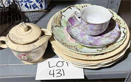 Mixed China Lot- Plates, Creamer, Teacup, Saucer
