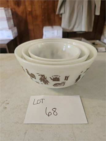 Pyrex "Early American" Nesting Bowl Set 2.5qt, 1.5qt & 1.5 Pint