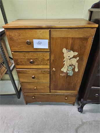 Wood Childs Dresser With Lamb Decal
