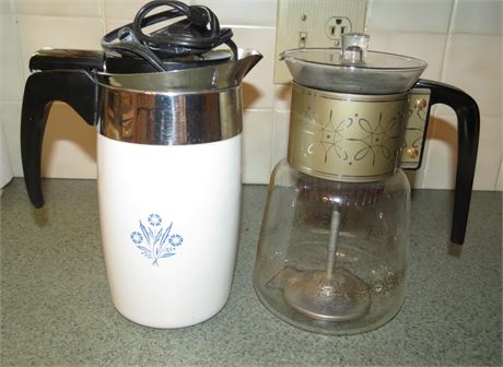 Corning Ware Percolator, Cory Stove Top Percolator