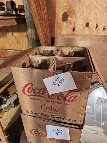 Vintage Glass 1 Gal Coca-Cola Syrup Bottles - 4 Per Box