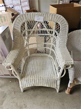 White Wicker Highback Chair