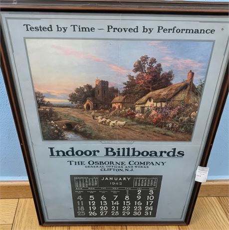 Framed 1942 Osborne Company Indoor Billboards Advertising Calendar