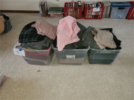(3) Bins Full of Mixed Ladies Wool Skirts - Different Styles & Colors