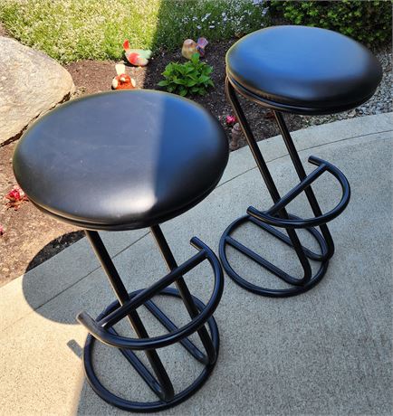 Pair of "Z" Metal Barstools-Like New