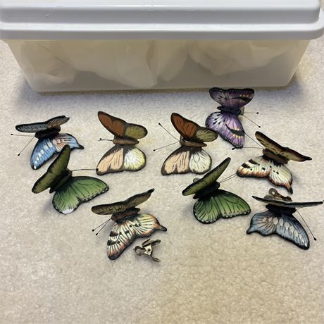 Vintage Hand Painted Ceramic Butterfly Clips