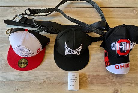Ball Cap/Baseball Hat & Belt Lot - OSU, Tap Out, New Era