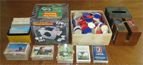 Poker Chips, Cards, Card Shuffler