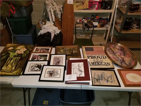 Mixed Art & Wall Hanging Lot- Student Art, Prints & Photo Art- Size, Style & Art