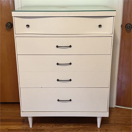 Bassett Furniture Inc. Mid-Century Modern 5 Drawer Tallboy Dresser