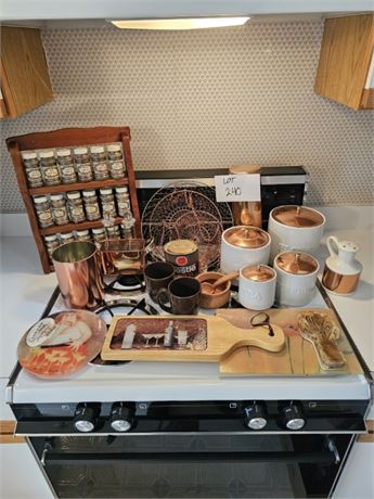 Mixed Copper Canister Set / Spice Shelf / Mugs & More
