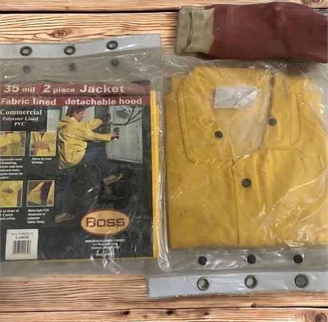 2 Boss Brand Large Raincoats and Gloves