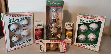 Vintage "Unbreakables" Ornament & Tree Topper Lot