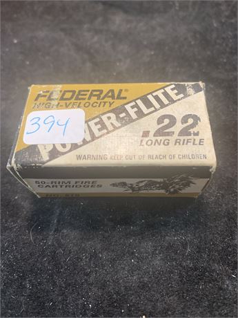 Federal High Velocity Power Flite 22 Caliber Long Rifle 50 Cartridges