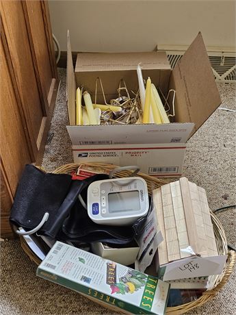 Mixed Lot: Blood Pressure Machine, Wood Bird House, Timer, Candles & More