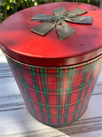 Large Holiday Tin Full of Gift Ribbon and Tags - Misc Colors and Types