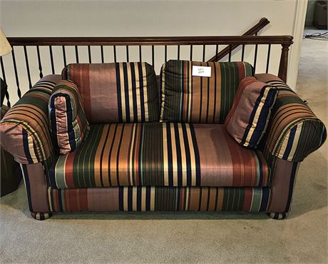 Lee Industries Stripe Loveseat w/ Matching Pillows