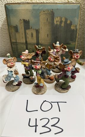 Mouse Figurine Set & Tin Box