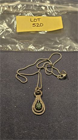 Sterling 18" Chain w/ Emerald Pendant 0.22 dwt