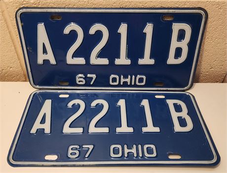 Pair of 1967 Ohio LicensePlates