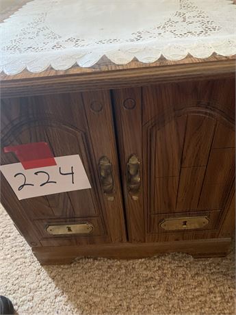 Wood End/Side Accent Table With Doors/Storage Underneath