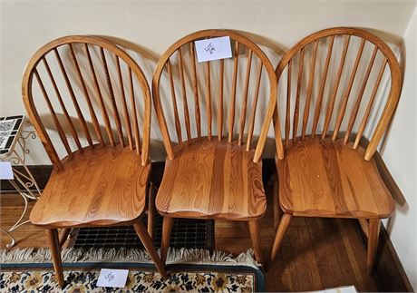 Three Wood Dinning/Kitchen Chairs