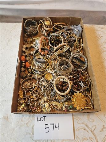 Large Flat of Mixed Costume Jewelry - Makers, Age, Styles & Colors Vary