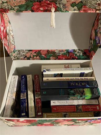 Floral Storage Box Full Of Paperback Books - Thomas Kinkade Books & More