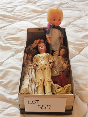 Vintage 40's-50's Mixed Doll Lot - Sizes, Styles & Makers Vary