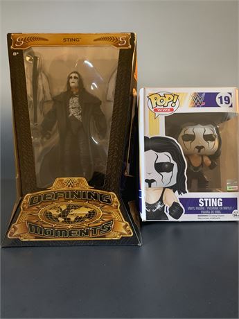 Mattel WWE Defining Moments Sting & Funko Pop! WWE Sting Figures