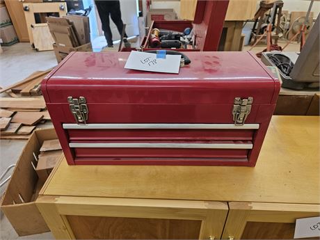 Red Metal Tool Box with Wrench Set / Sockets & More