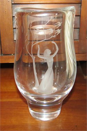 Etched Crystal Vase