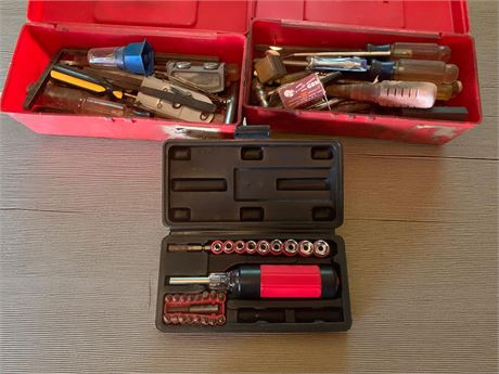 Tools Boxes Full of Tools & Driver Tool W/Sockets Set