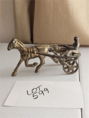 Small Brass Standardbred Racing Jockey & Horse