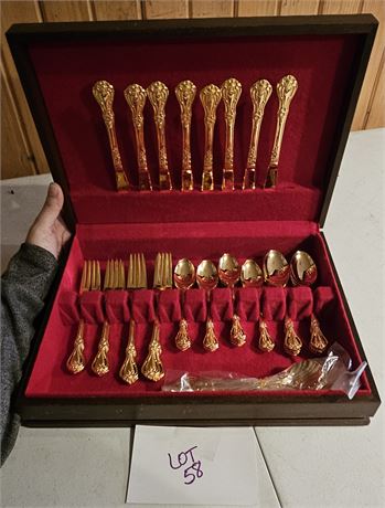 Rogers Stainless Goldtone Flatware In Box