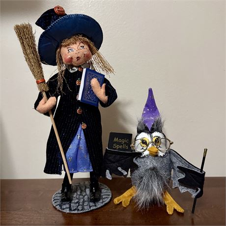 Annalee Halloween Witch and Owl Dolls