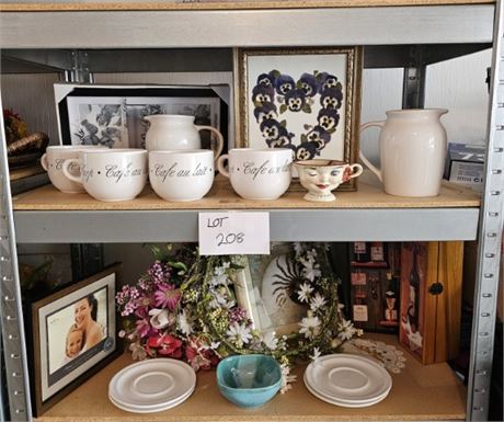 Mixed Shelf Lot - Frames / Art / Faux Floral & More