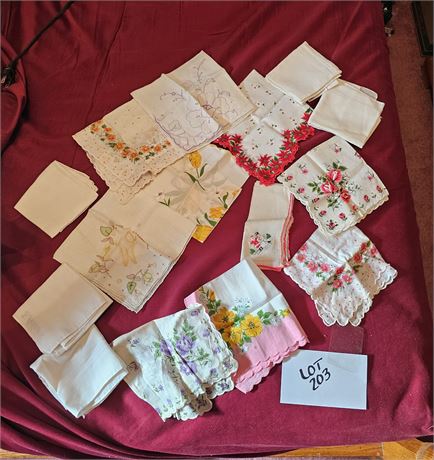 Mixed Vintage Ladies Hankies - Holiday / Floral & More