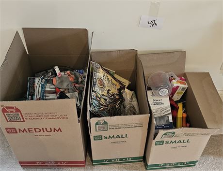 Three Boxes Of Misc Household: Office, Crafts & More