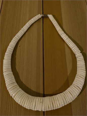 Vintage Hand Rolled Graduated Ostrich Eggshell Old Heishi Water Disc Necklace