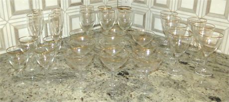 Glassware: Etched Glasses, Champagne Glasses, Wine Glasses