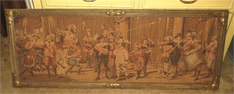 Framed "Renaissance Tavern Scene" Tapestry