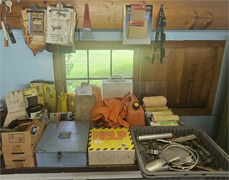 Mixed Tool Lot- Black & Decker Electric Drill & Bit Sharpener, Roadside Kit,Pump