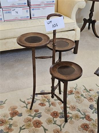 Cherry Wood Brandt Three-Tiered Pastry Stand With Leather Embossed Tops