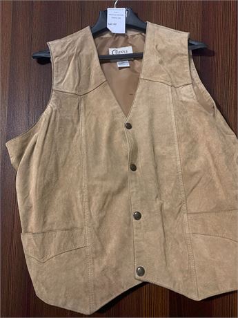 Men's Cripple Creek Brown Suede Western Cowboy Riding Vest W/Snap Buttons XL