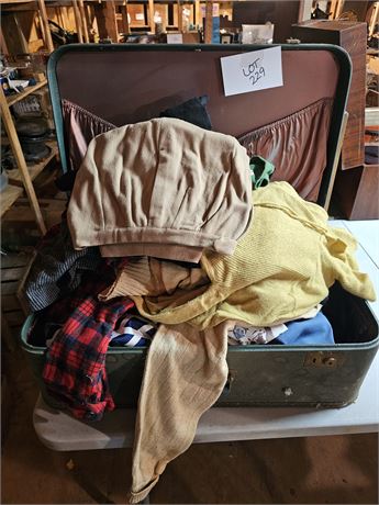 Suitcase Full of Vintage Mixed Clothes - Sweaters/Flannel/Skirts & More