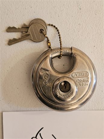 Vintage Abus Diskus #2 Pad Lock with Key