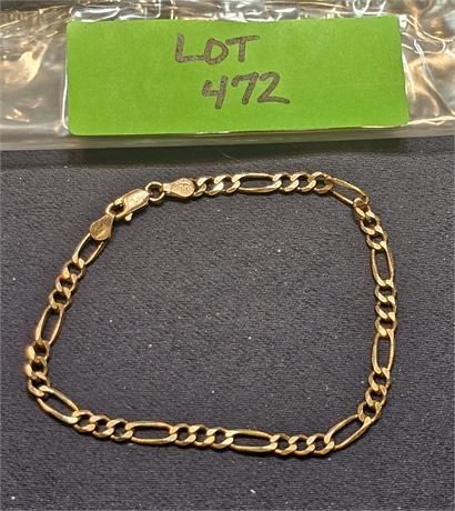 Sterling (Goldtone) Italian Link Bracelet 8" 0.14 ozt