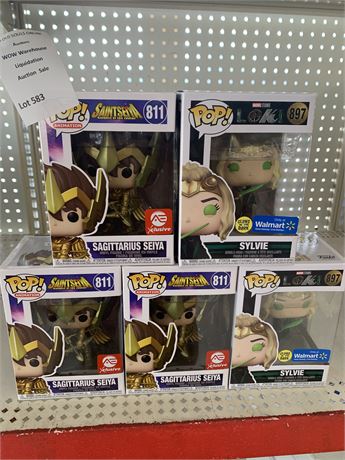 Funko Pop! Sagittarius Seiya (Animation) Sylvie (Marvel Studios) Lot of 5