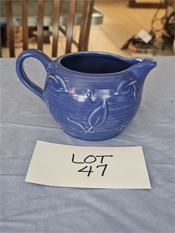 Pfaltzgraff Cobalt Blue Creamer Pitcher with Leaf Motif